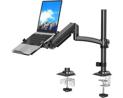Verstelbare laptopstandaard voor 17 inch laptop en 32 inch monitor - klem/doorvoertule bevestiging