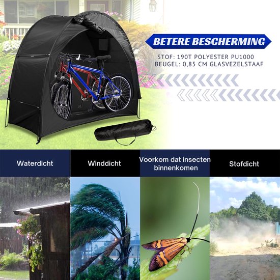 Aurixi® Fietstent - Schuurtent - Opbergtent - Zwart - ‎5cm x 20cm x 20 cm van Merkloos — afbeelding 2