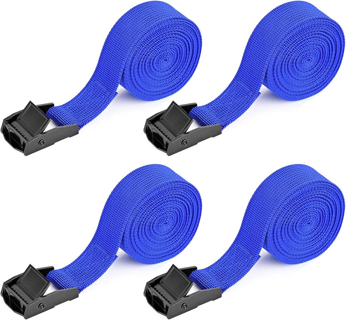 Klauwriemen 4 stuks 2,5 meter 2,5 cm breed polyester max 250 kg ladingveiliging