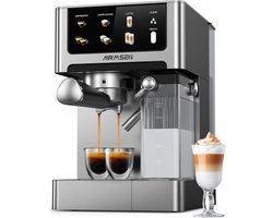 Espressomachine 20 bar met dubbele boiler - cappuccino & latte - 1350 W/1000 W - 15 seconden extractie - roestvrijstaal - uitneembare watertank 1,8 L