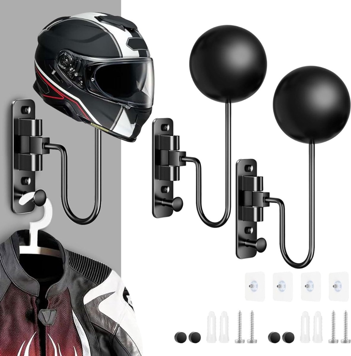 Aurixi® Helmhouder - Helm Houder - Helm Kapstok – 2 Pack - Helm Standaard - Motorhelm Steu