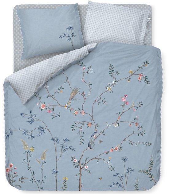 Pip Studio Bamboo Blossom dekbedovertrek - Eenpersoons - 140 x 200/220 cm - Licht blauw