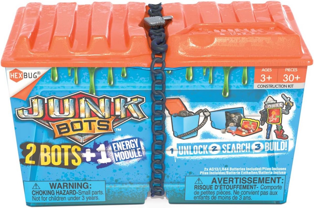 JUNKBOTS Verrassingsfiguur Dumpster - Bouwbaar Buitenaards Speelgoed met 24 Delen