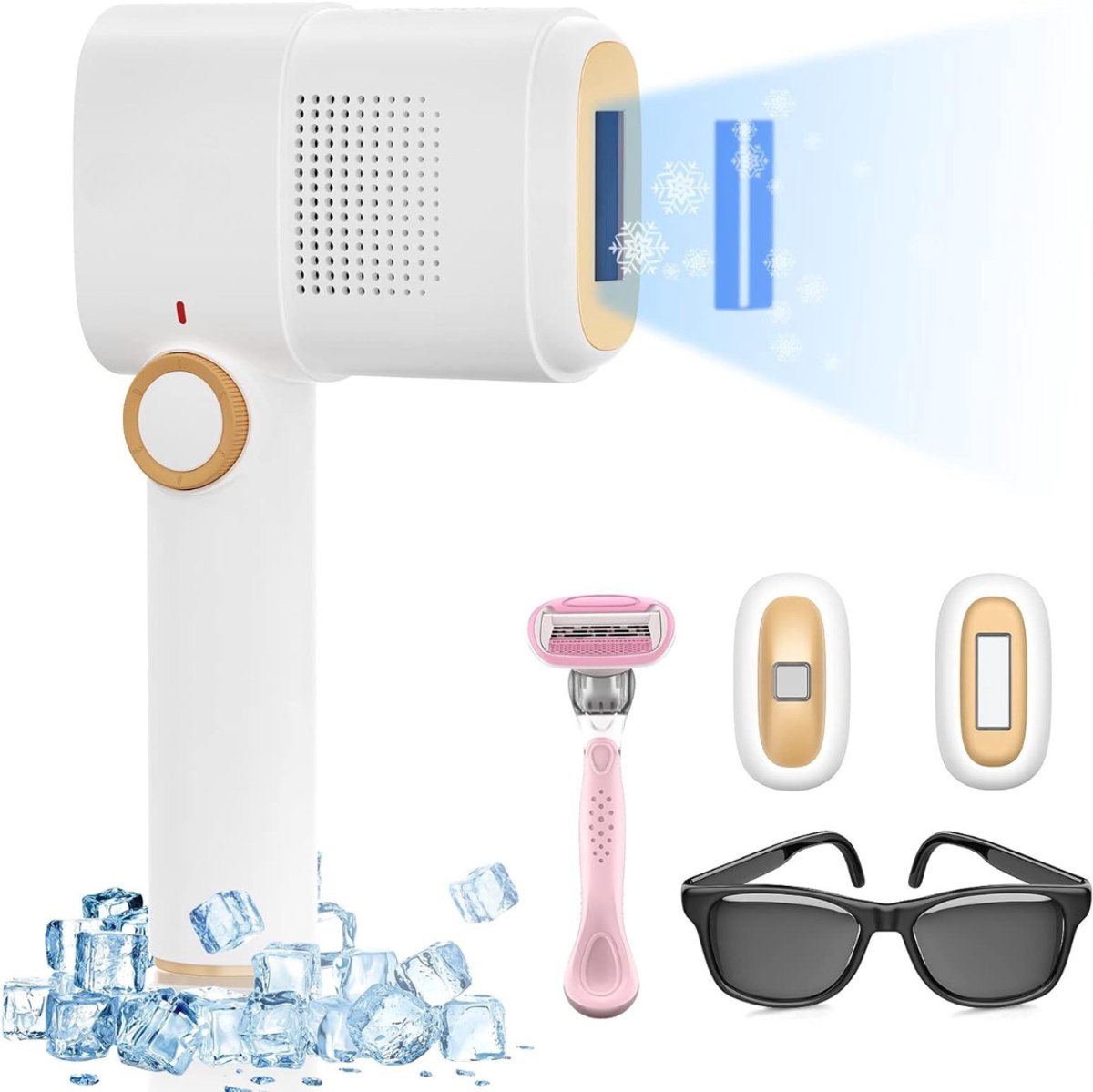 Aurixi® Laser Ontharingsapparaat – Haarverwijderaar IPL Technologie – Ontharingsapparaat Met 9 Energieniveaus - Epileerapparaat Voor Vrouwen – Wit - 23cm x 18cm x 7cm