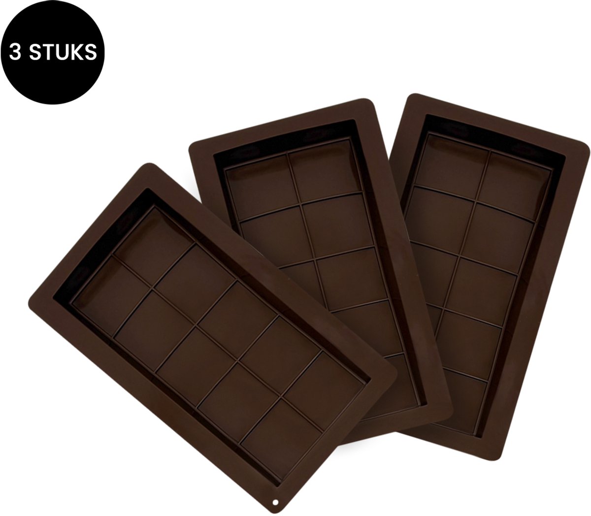 Purepeak Chocolade Reep Vorm Set 3 Stuks - Chocolade Maken - Siliconen - Chocolade Mal