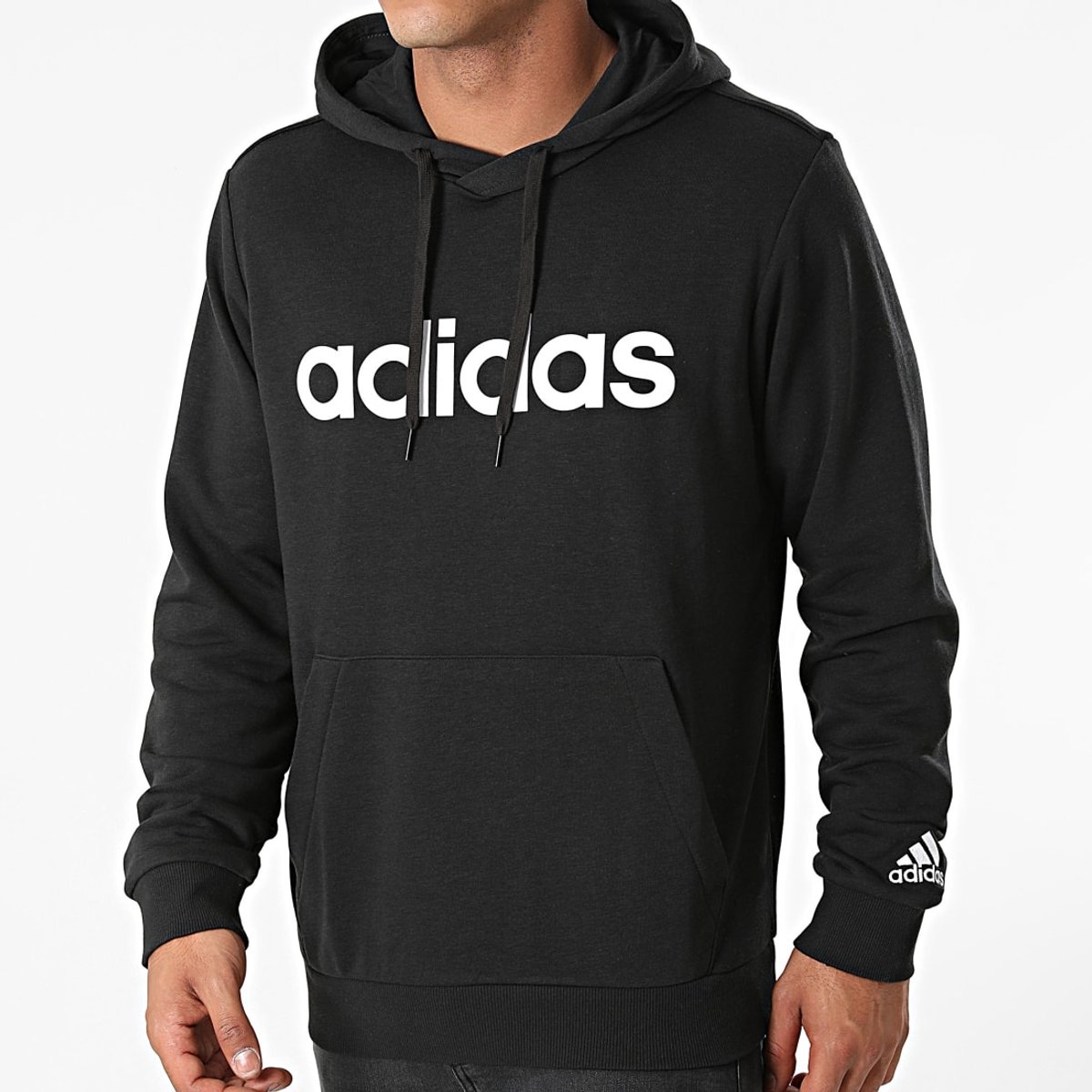 Herenhoodie Adidas LIN FT HD GK9064 Zwart
