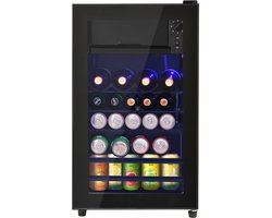 Zubaliya Zwarte Mini Koelkast 76 Liter - Met 6 Liter Vriesvak & Verstelbare Planken - Energieklasse E & Stil (43 dB) - Voor Kantoor En Appartement