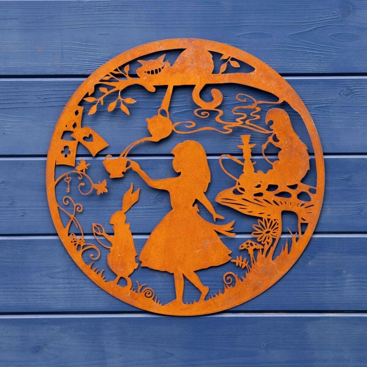 Grote Metalen Wanddecoratie Alice in Wonderland 40cm Buiten en Binnen