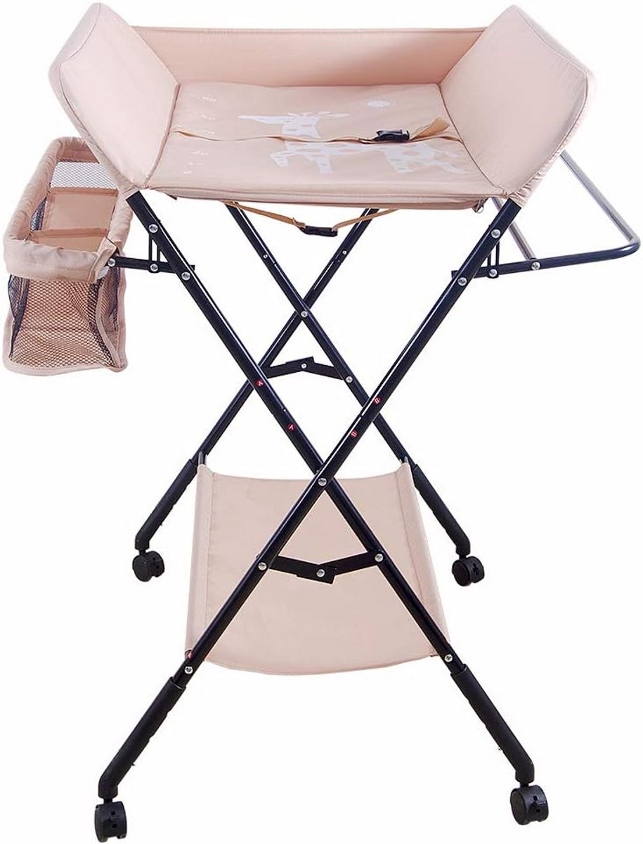 Opvouwbare en Draagbare Luiertafel met Hoogteverstelling en Wielen