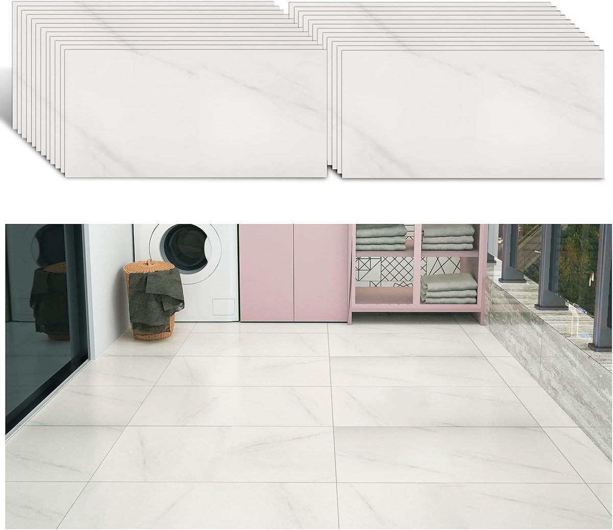 PVC Vloertegels Marmer 24 Stuks 60x30 cm Zelfklevend Waterbestendig