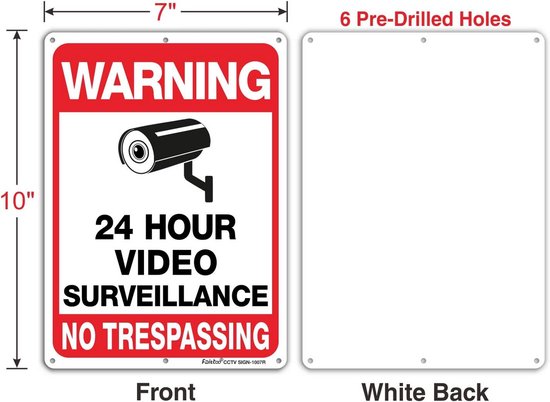 4-Pack Videobewaking Bord - Reflectief Waarschuwingsbord Metaal voor Binnen en Buiten van Merkloos — afbeelding 4