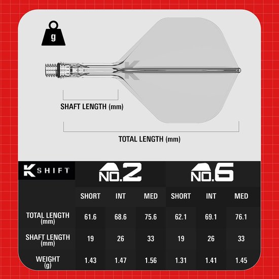 Target K-Shift Clear NO2 - Dart Flights van Merkloos — afbeelding 2