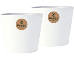 Vyveo - Bloempot Norden - Set van 2 - 12x11 - Wit - Bloempot voor binnen en buiten - Lichtgewicht - Breukbestendig - Vorstbestendig - UV-bestendig