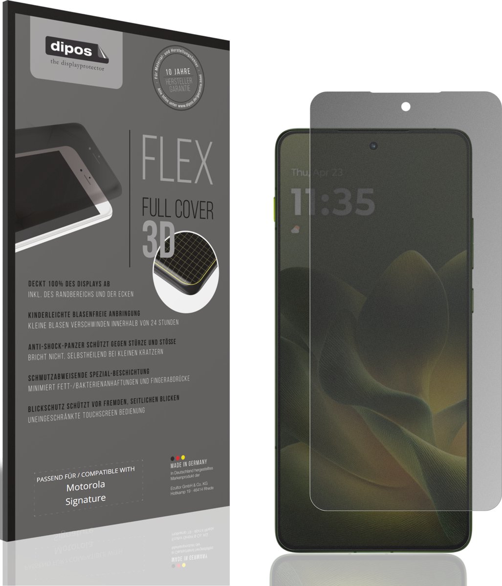dipos FLEX – Matte Privacy Screenprotector geschikt voor Motorola Signature | Volledige Schermbescherming | Case-Friendly