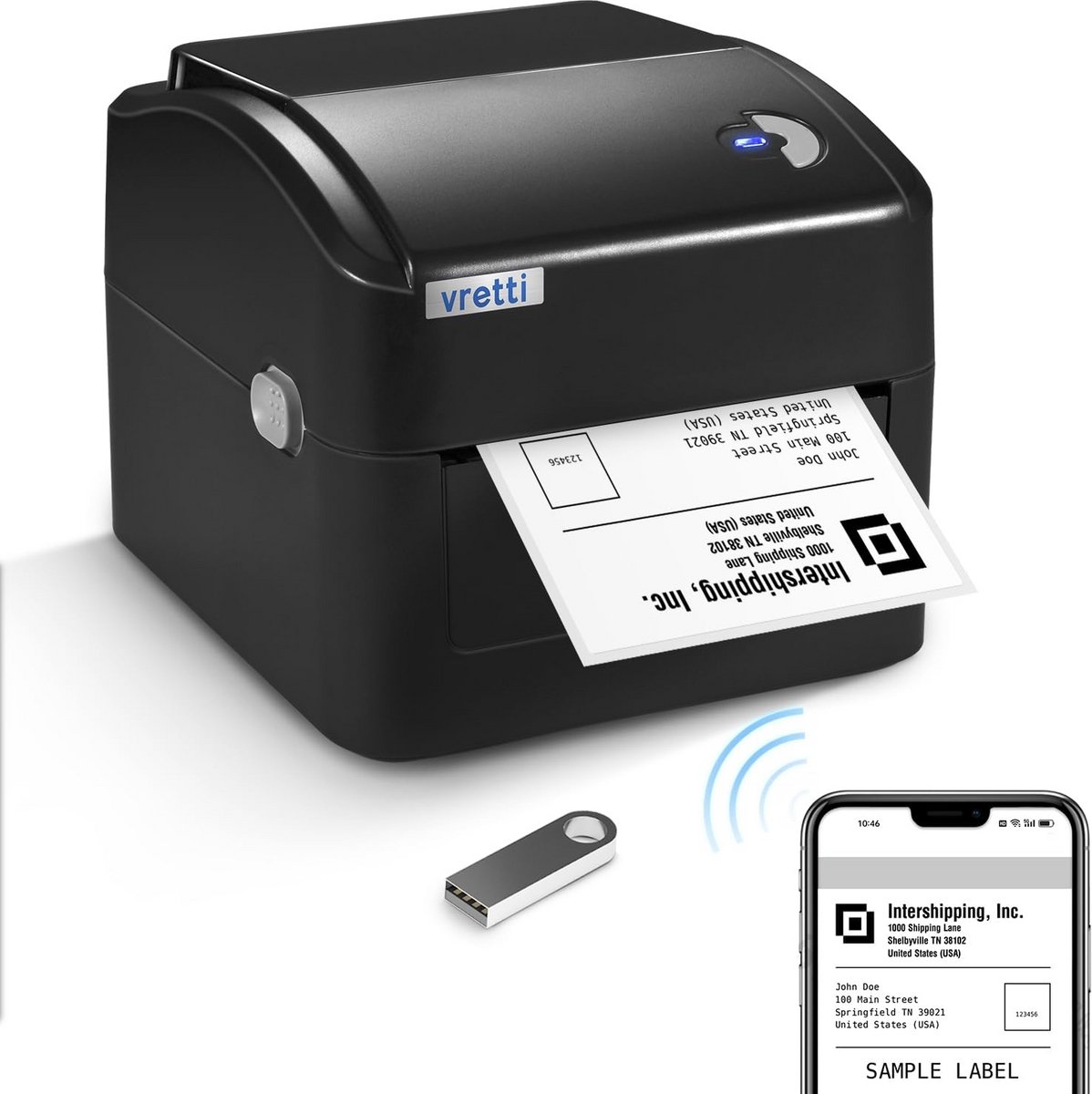 Thermische Labelprinter 4x6 Inch - Compatibel met Windows, Mac OS en Linux