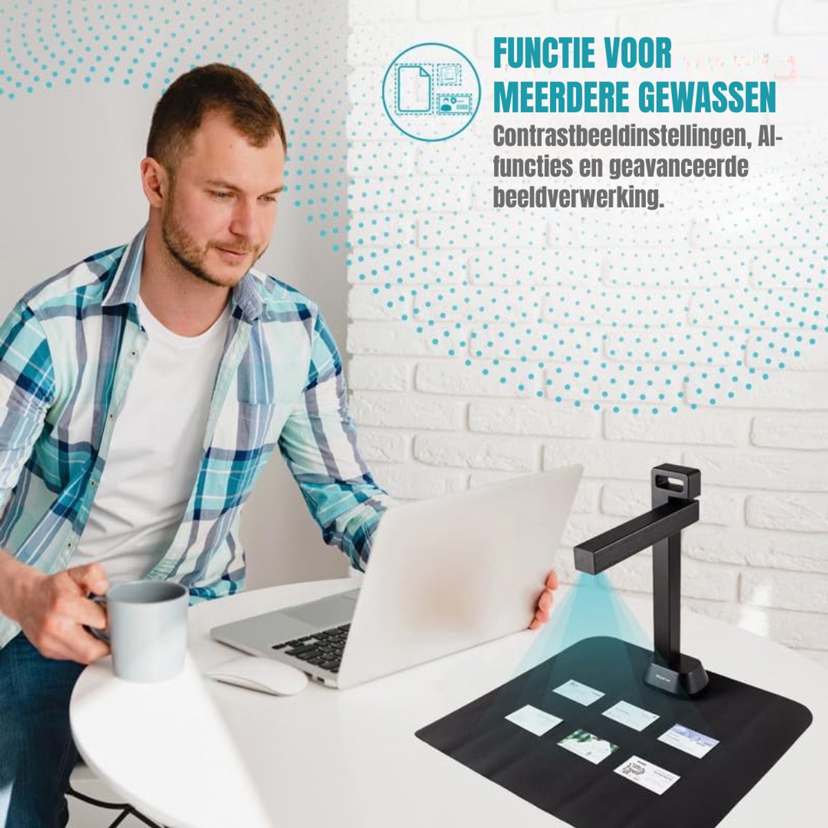 Aurixi® Smart Boekenscanner - Documentenscanner via USB – Scanner – Document Camera - Zwart - 12cm x 9cm x 40cm thumbnail 3