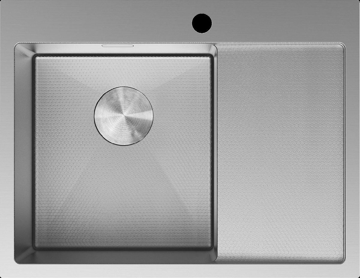 Mexen Exar Roestvrijstalen spoelbak met 1 bak en afdruiprek, links 620 x 480 , inox HC - 6431621005L-01HC