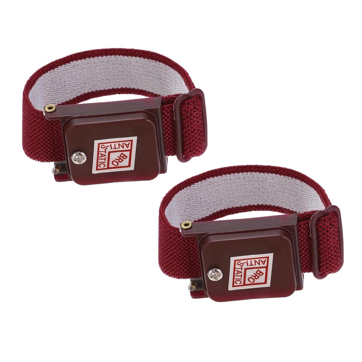 Allecto- Antistatische armband - ESD - draadloos - verstelbaar - reservearmband - reparatie - computers - elektronica - rood - bruin - 2 stuks