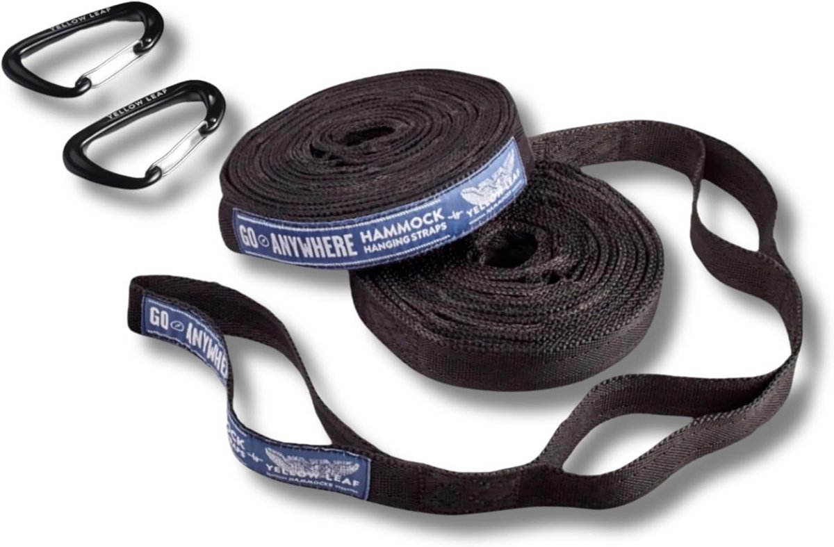 12 Voet Hangmattenbanden Set van 2 - 400 lbs Max - Snel Op Te Hangen - Boomvriendelijk - Zwart