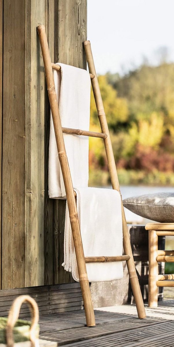 Houten Handdoekladder Bamboe - Decoratieve Kledingrek voor Badkamer of Slaapkamer