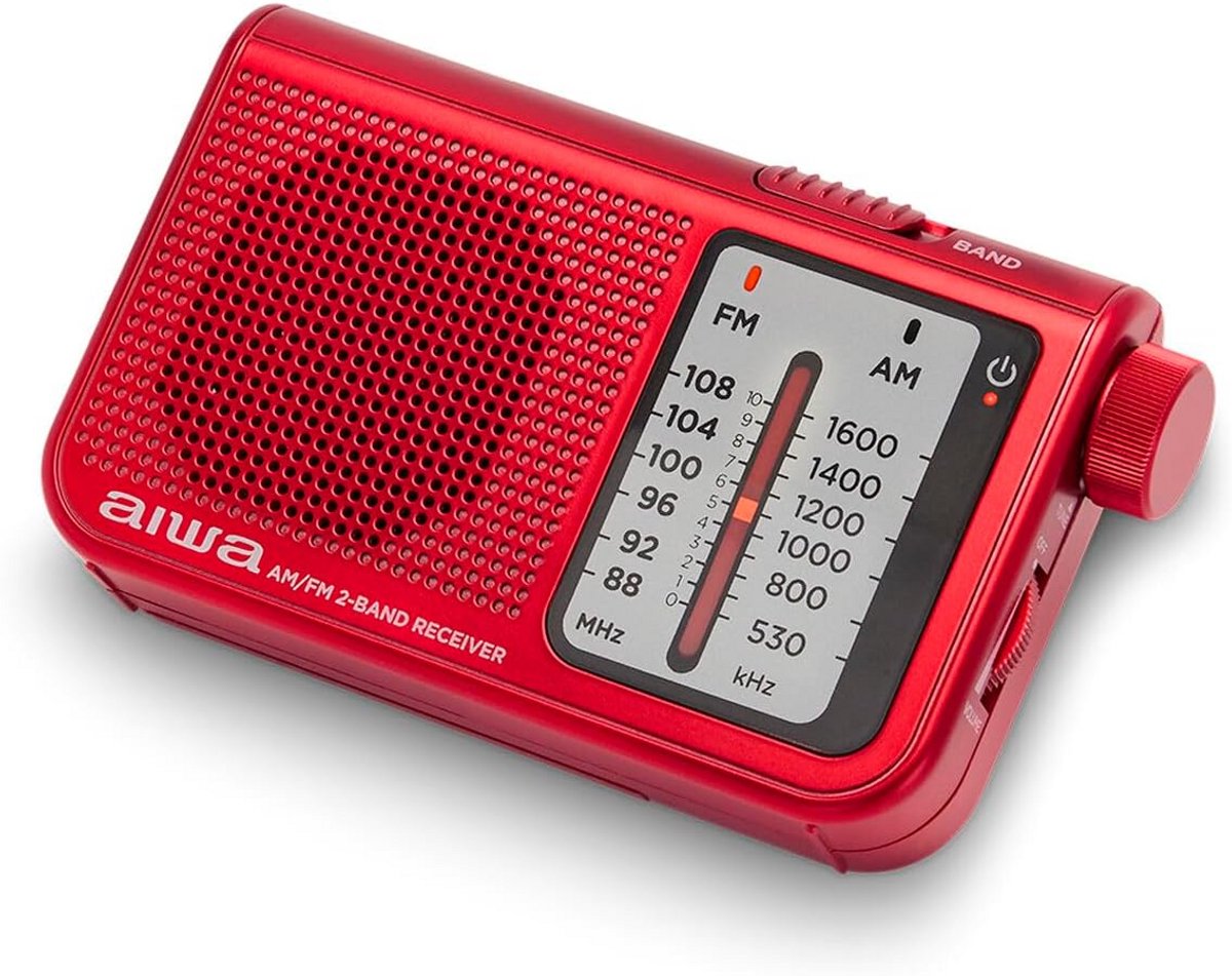 Draagbare AM/FM Radio met Volumeregeling in Rood
