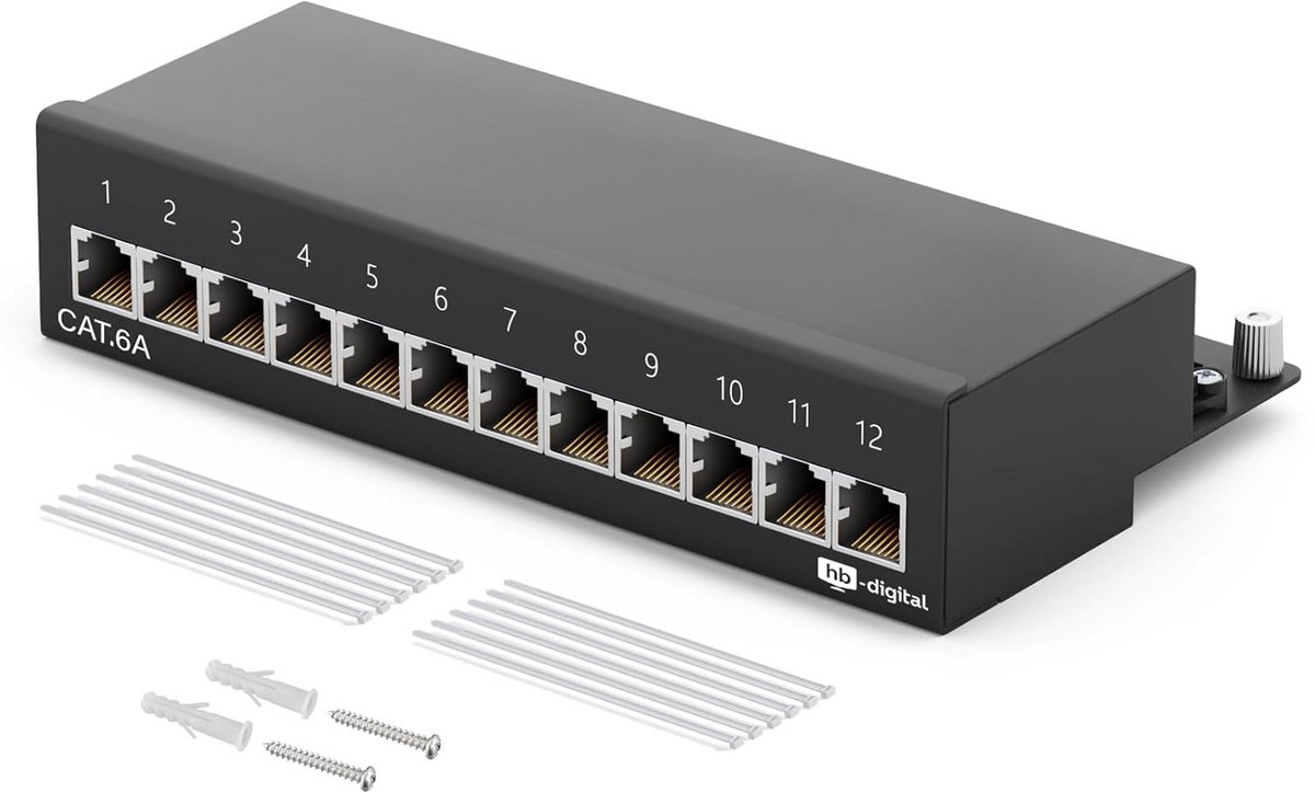 12-Poorts CAT 6a Afgeschermd LSA Patchpaneel voor Netwerk en LAN-Kabel