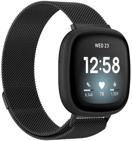 Fitbit Sense / Sense 2 / Versa 3 / Versa 4 Bandje - iMoshion Milanese Watch bandje - Zwart
