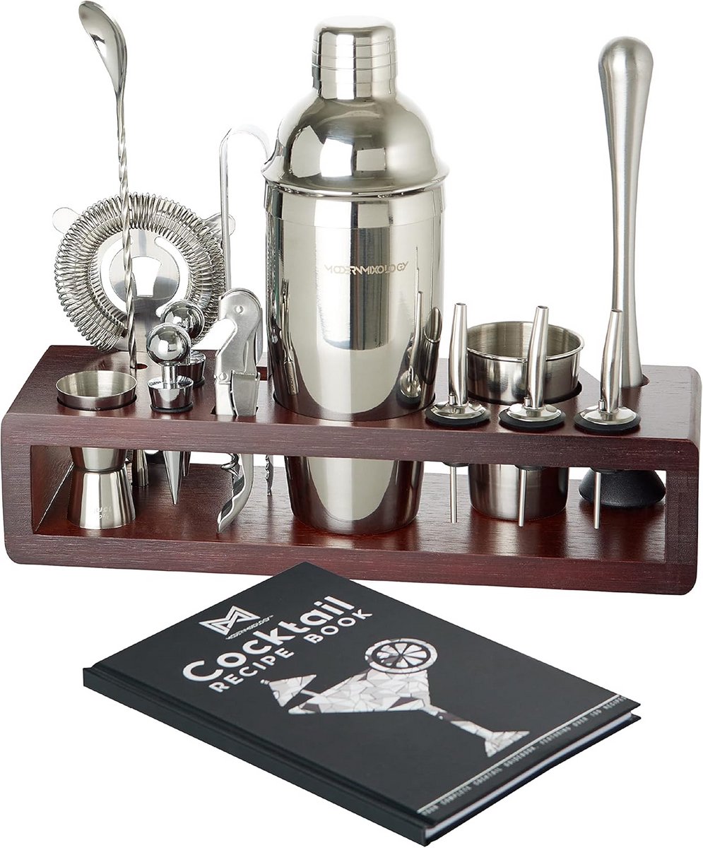 24-delige Cocktail Shaker Set - Roestvrijstalen Barkeeper Accessoires & Rek