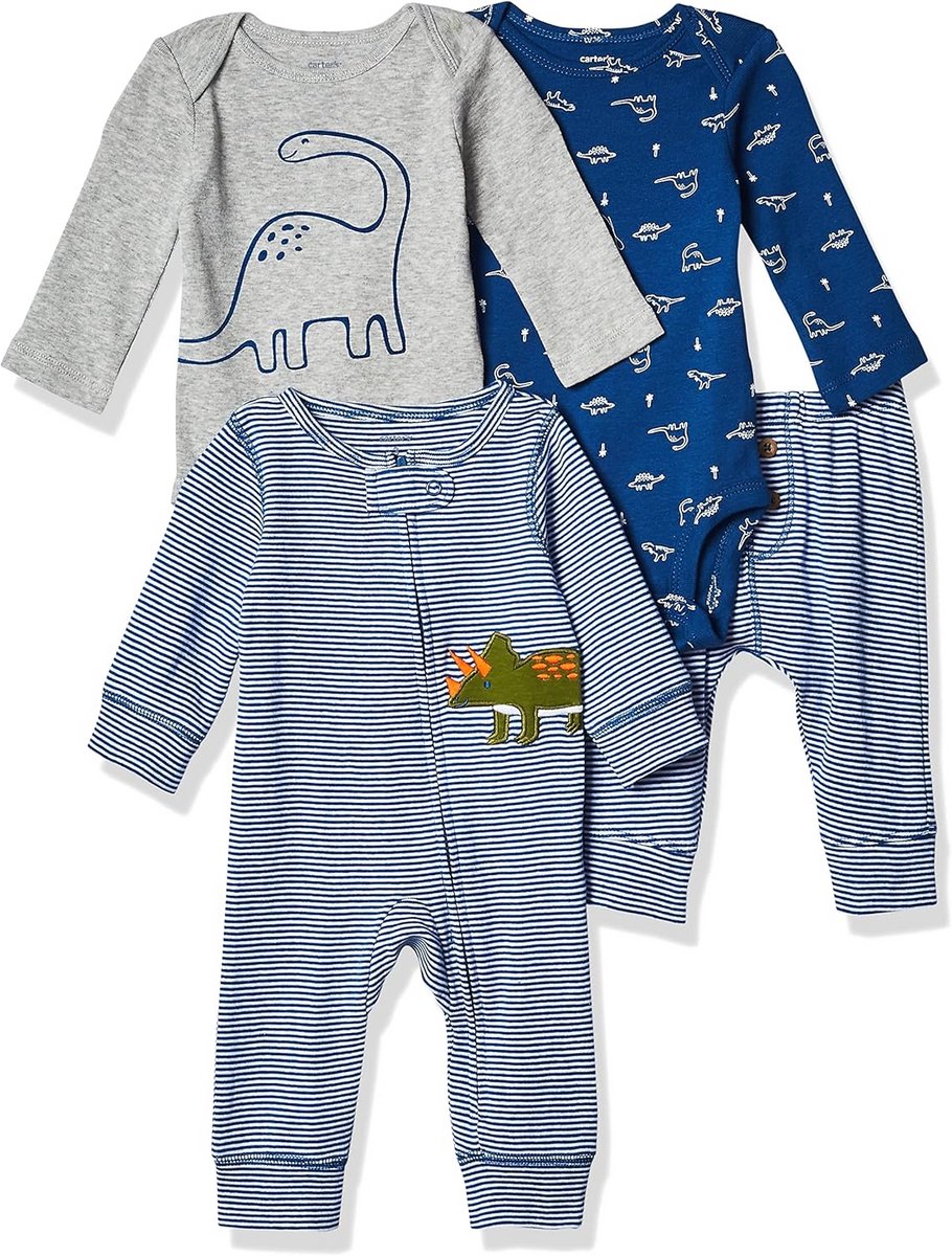 4-delige Baby Jongen Cadeauset Rompertjes en Slaapzakje Katoen
