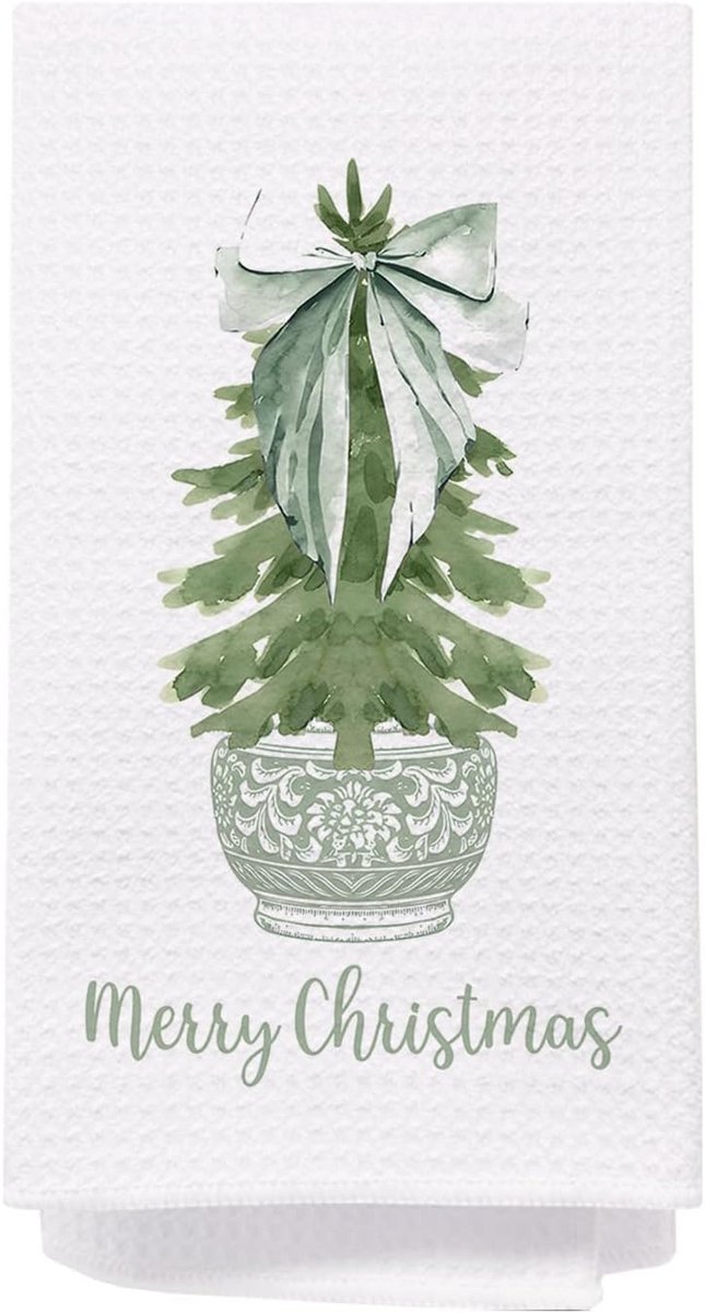 Set Keukenhanddoeken Saliegroen Chinoiserie Kerstdecoratie Sneldrogend