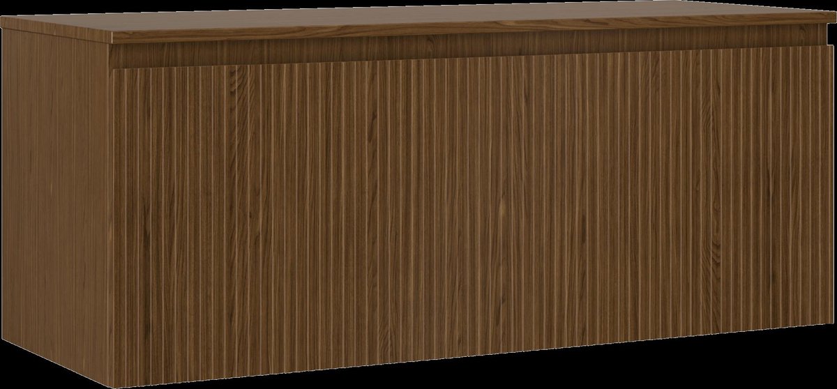 Mexen Rivel badkamerkast onder wastafel 120 cm met blad, 1 lade, geribbeld, walnoot - 91A20-12047-1-BFC86