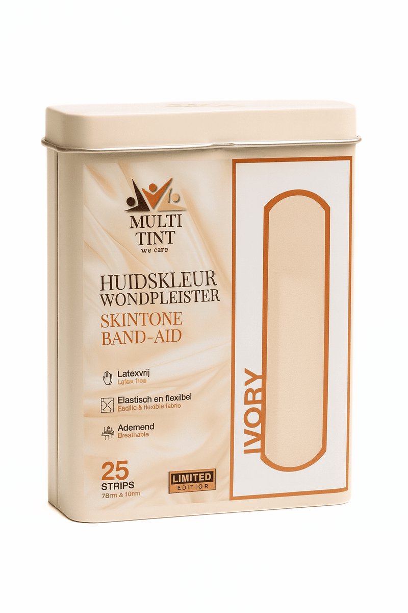 MultiTint Wondpleister Ivory - Limited Editie Blikje 25st - 72x19mm - Ivory huidskleur - Latexvrij - Elastisch en Flexibel - Ademend - In duurzaam blik
