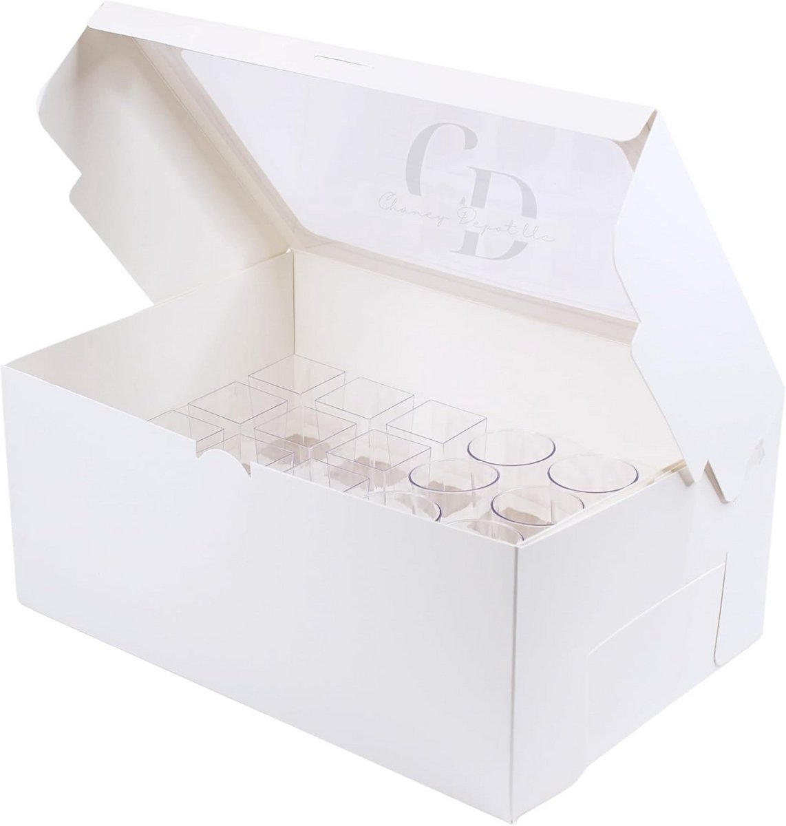 Set van 10 dessertdozen voor 24 vierkante en ronde shooters
