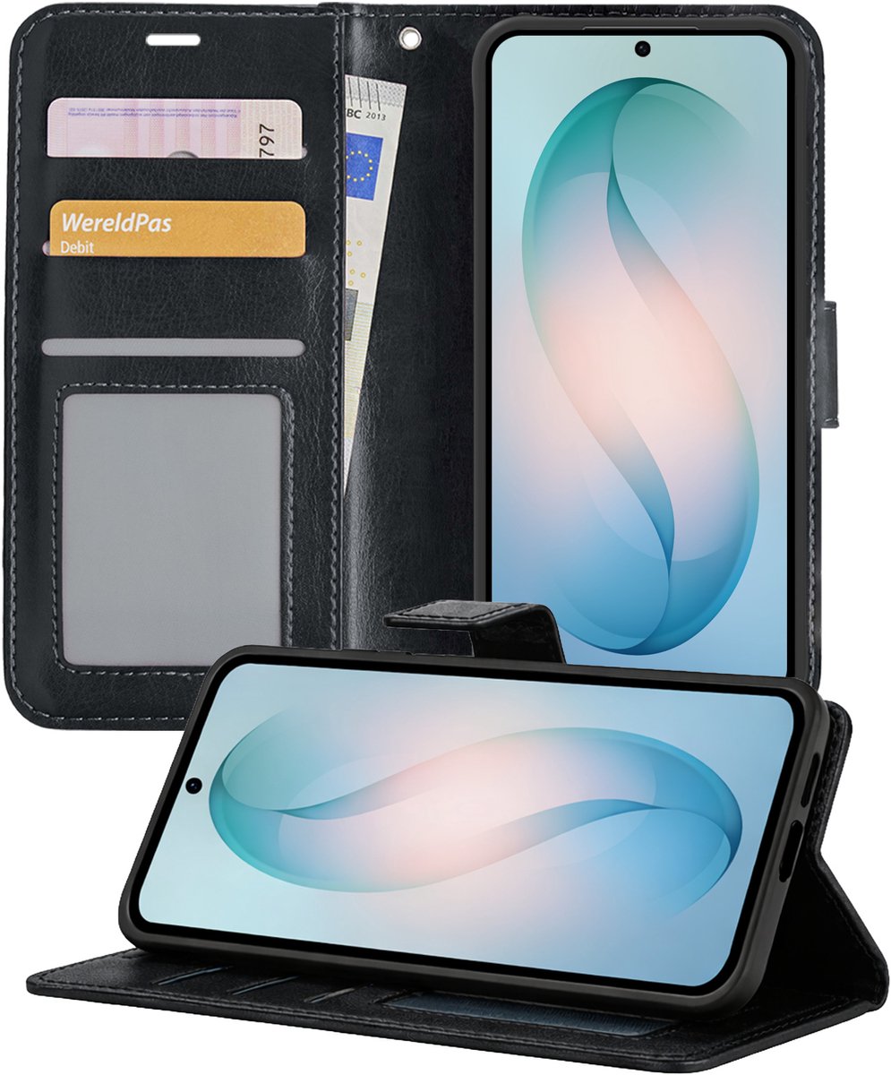 Hoesje - Geschikt voor Samsung Galaxy S26 Plus - Luxe Bookcase - Walletcase Hoes - Portemonnee - Cover - Telefoonhoes - Zwart