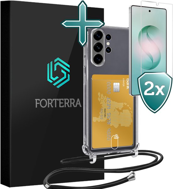 Étui Adapté pour Samsung S26 Ultra Porte-cartes Case Silicone Housse Avec Cordon Avec 2x Protecteur d'écran - Housse Adaptée pour Samsung Galaxy S26 Ultra Avec Cordon de Téléphone Étui Back Cover Avec Porte-cartes - Transparent