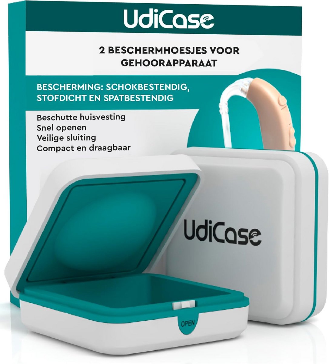 Set van 2 Waterdichte Opbergdozen voor Hoortoestellen - Schok- en Stofbestendig