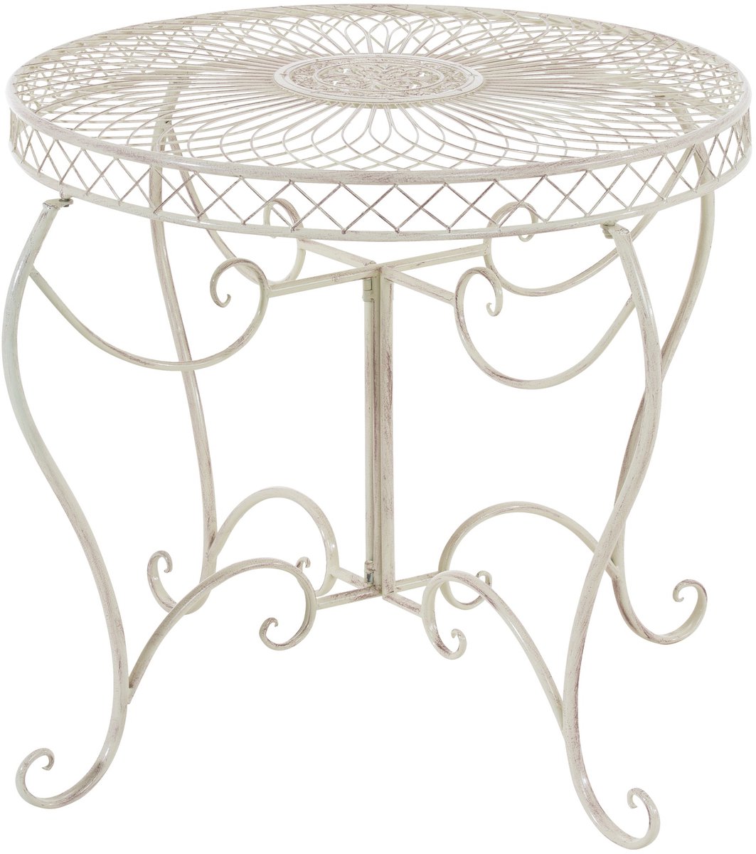 CLP Sheela - ronde tuintafel - Ø 76 cm - metaal - antiek/creme