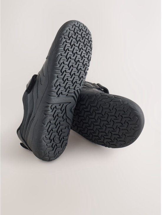 Next - Jongens - Barefoot leren elastische veterschoenen voor school met 1 klittenbandje - Zwart