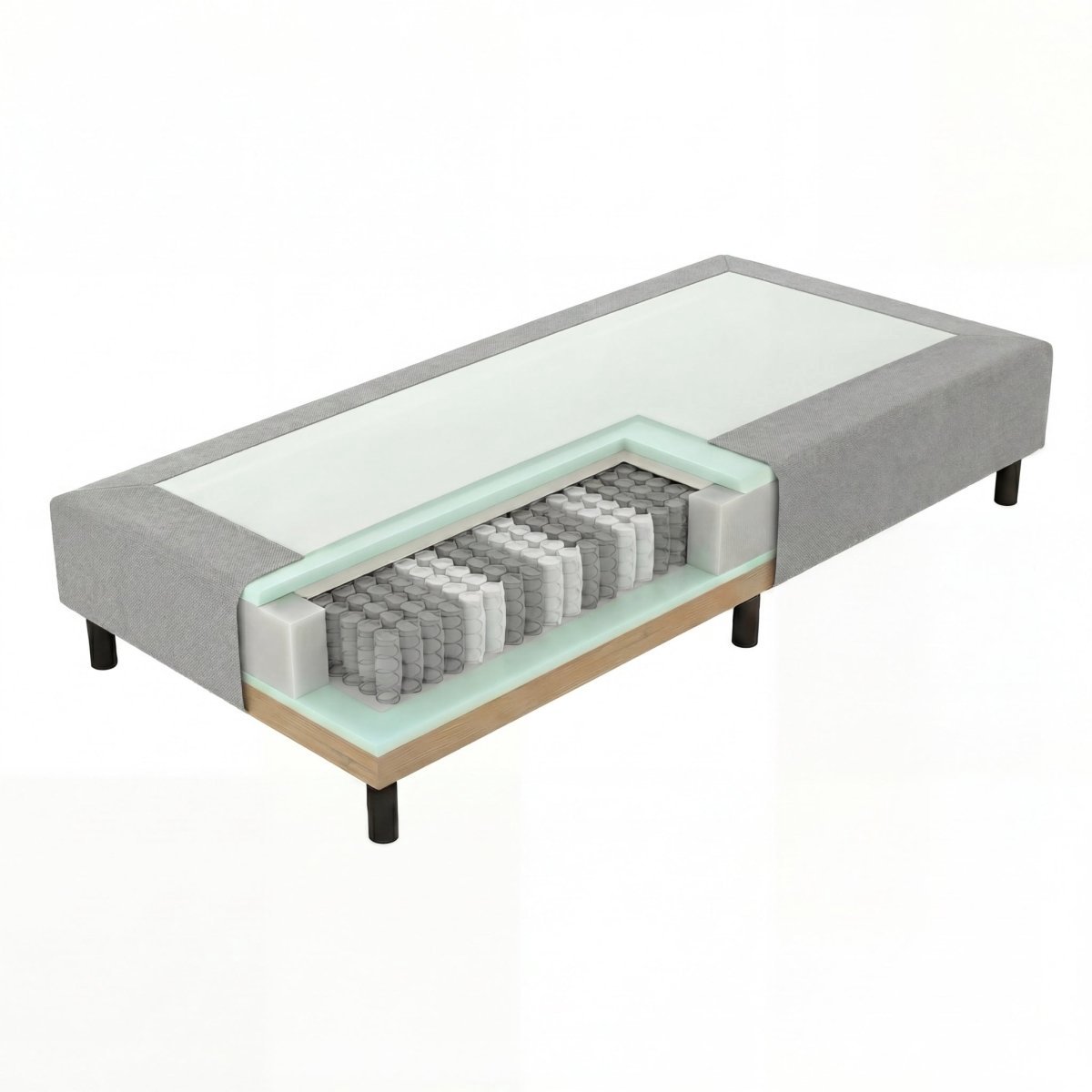 Mörgenn Pocket Boxspring - Losse onderbox met pocketvering - Hotelkwaliteit - Lichtgrijs - 100x210 - 20cm hoog