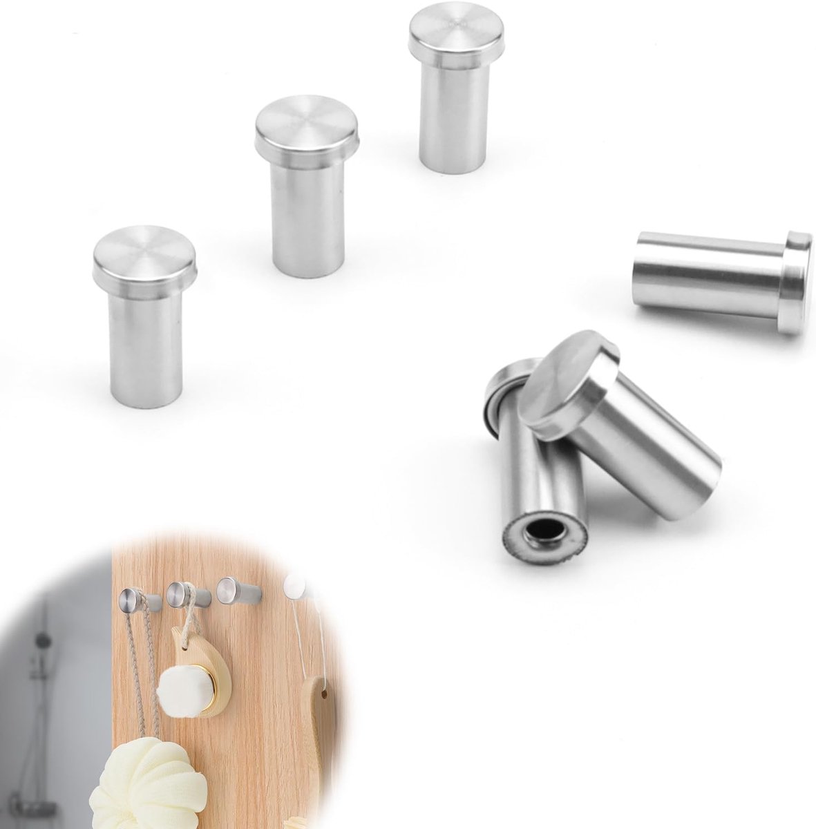 Set van 6 RVS Wandhaken voor Handdoeken en Kleding - Badkamer & Keuken