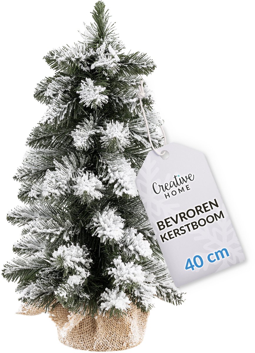 Creative Home Kunstmatige Kerstboom met Sneeuw | Kunstmatige Kerstboom | 40 cm | Decoratieve Kerstboom Klein voor Tafelvensterbank Kantoor | Binnen, Buiten | Cadeau Decoratie Kerstversiering