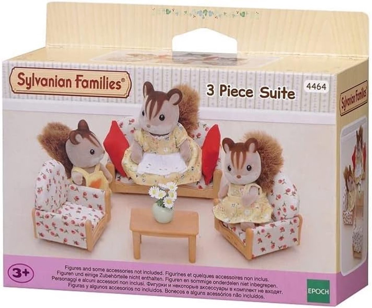 Poppenhuis Meubels Zithoek - Drie Delige Set met Bank en Stoelen