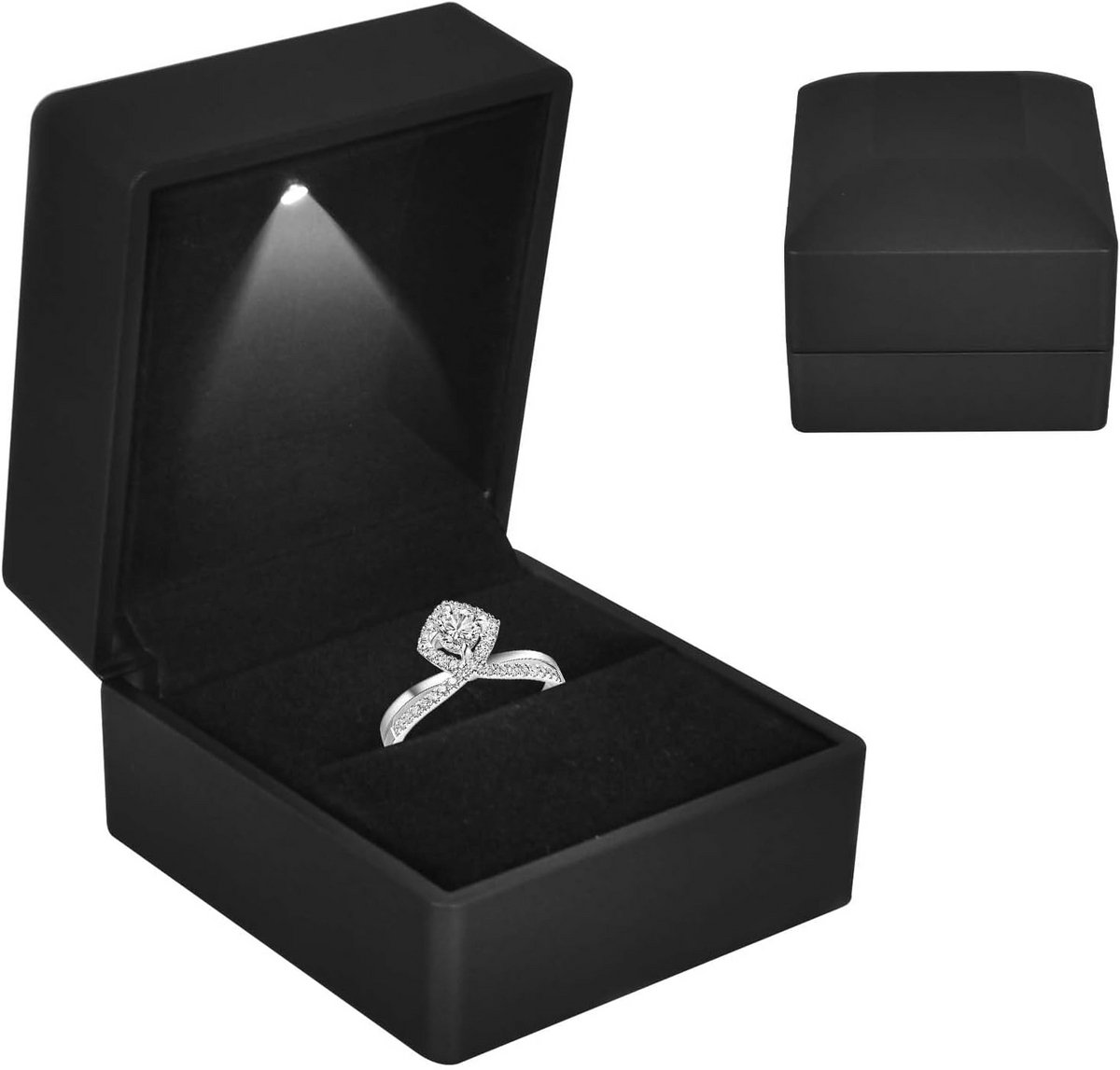 Luxe Sieradendoos met LED-Verlichting voor Trouwring Voorstel en Jubileum