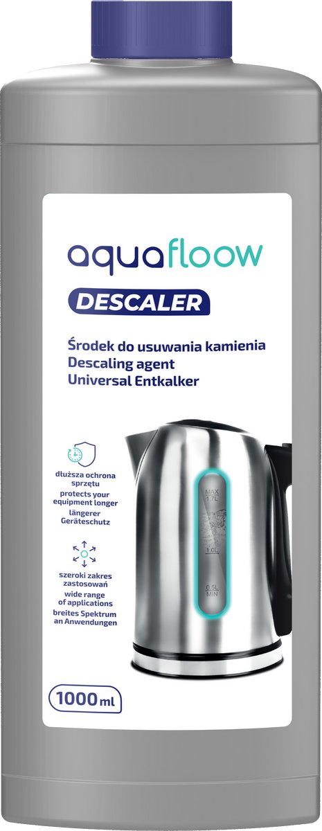 AquaFloow Universele Ontkalker 1L – Vloeibare Kalkverwijderaar voor Koffiemachine, Waterkoker en Strijkijzer - 1 stuck