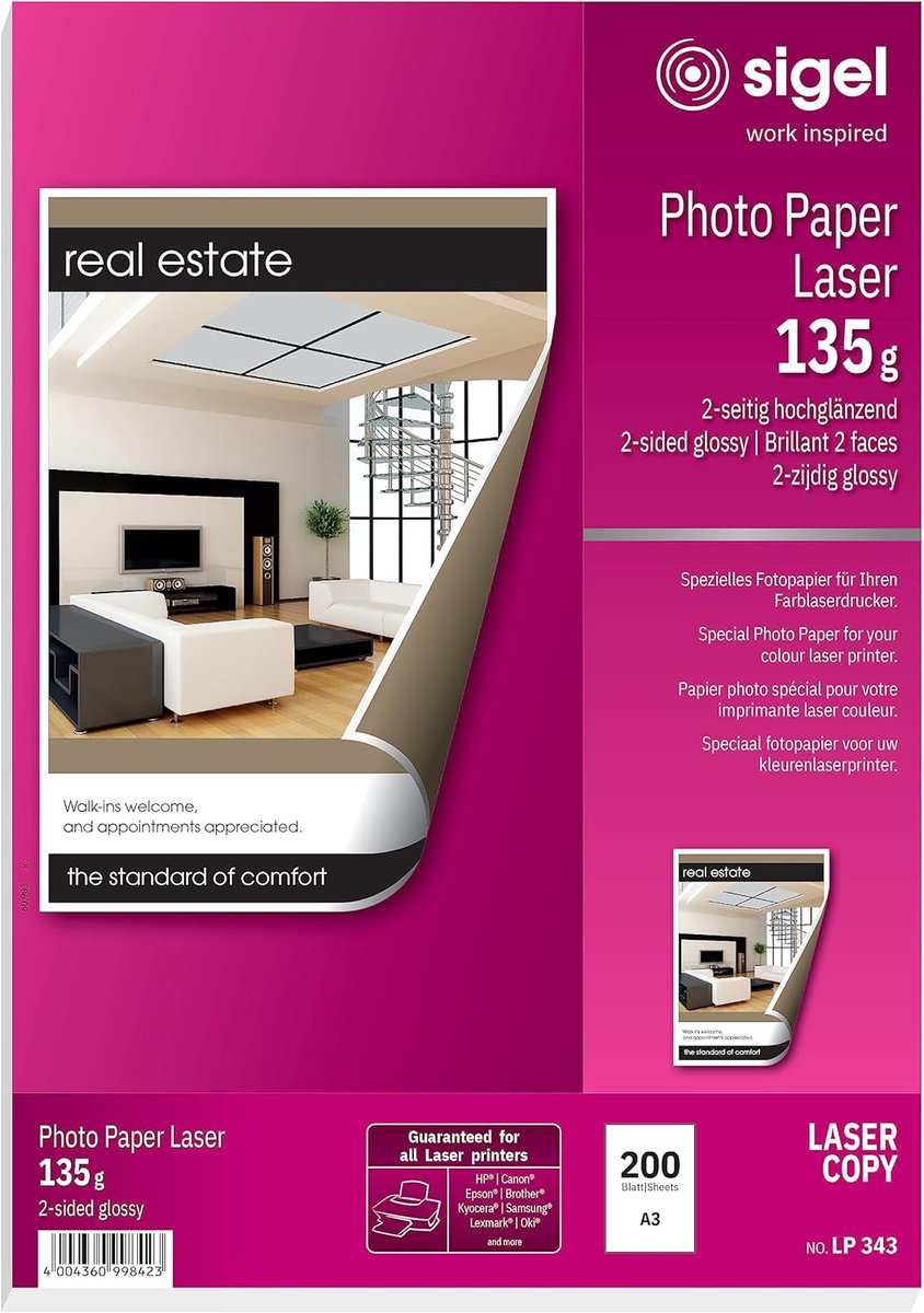 Glanzend A3 Fotopapier voor Colour Laserprinters - 135gsm - 100 Vellen