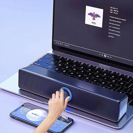Compacte PC Soundbar met Bluetooth 5.0 en 3.5mm Aansluiting voor Laptop, Monitor en TV — afbeelding 5