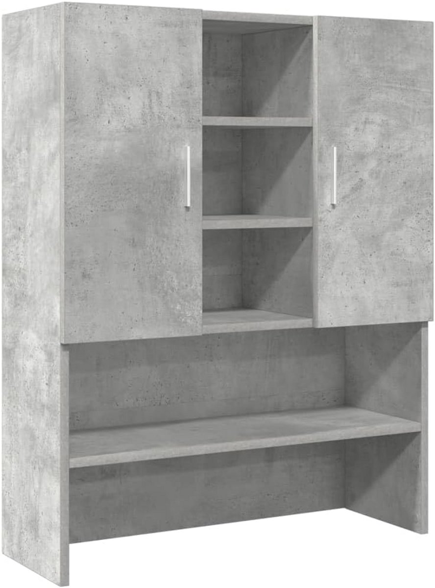Wasmachine Meubel Betonlook Grijs 70.5x25.5x90cm - Kast voor Wasruimte & Badkamer