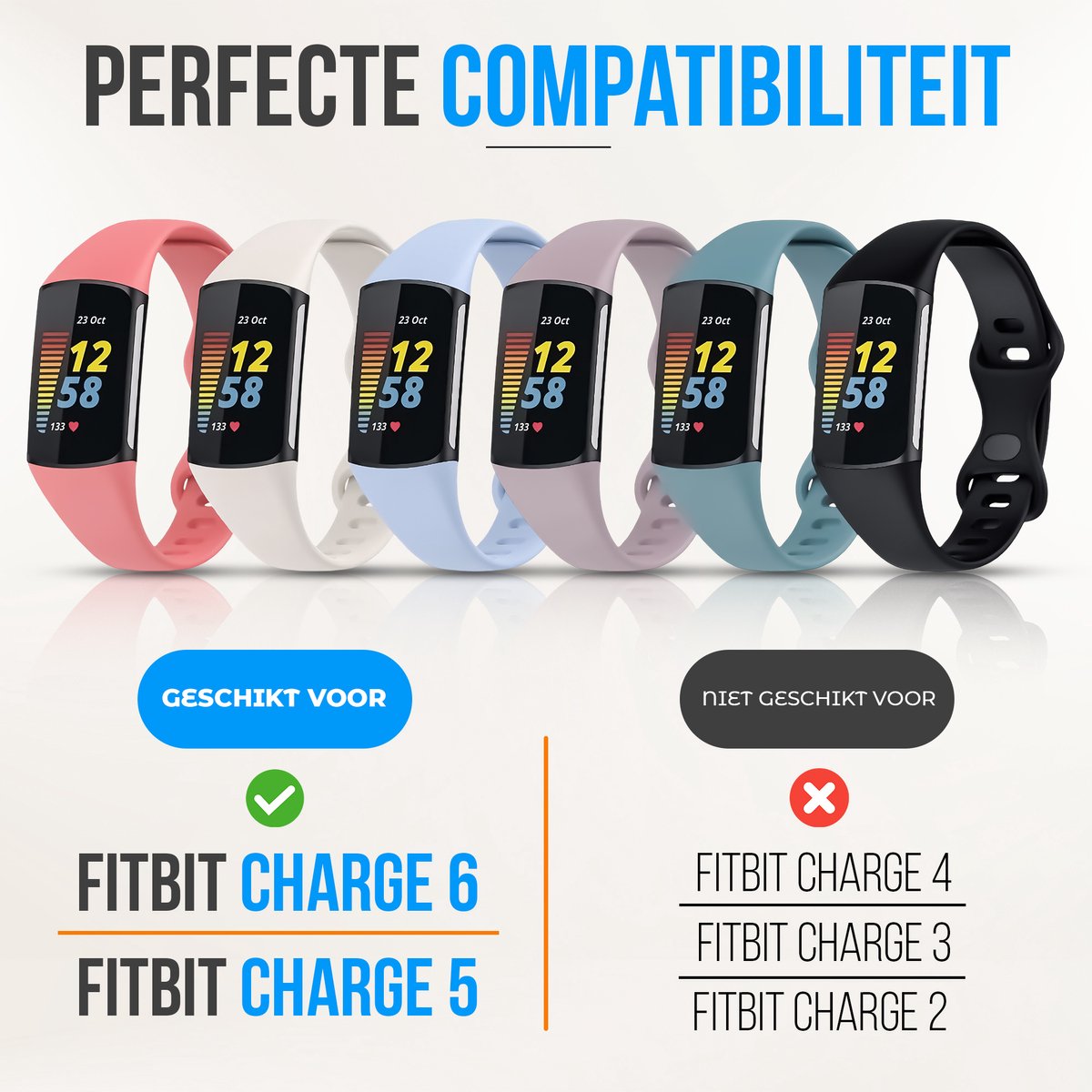 Fitbit Charge 5/6 Siliconen Bandjes Set van 6 Kleuren thumbnail 3
