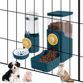 Set van 2 voerbakken voor huisdieren - Inhoud voerbak: 1600 ml - Inhoud waterdispenser: 520 ml - Geschikt voor konijnen, fretten, egels, katten en honden - Automatische voer- en waterdispenser voor kooien - Donkerblauw