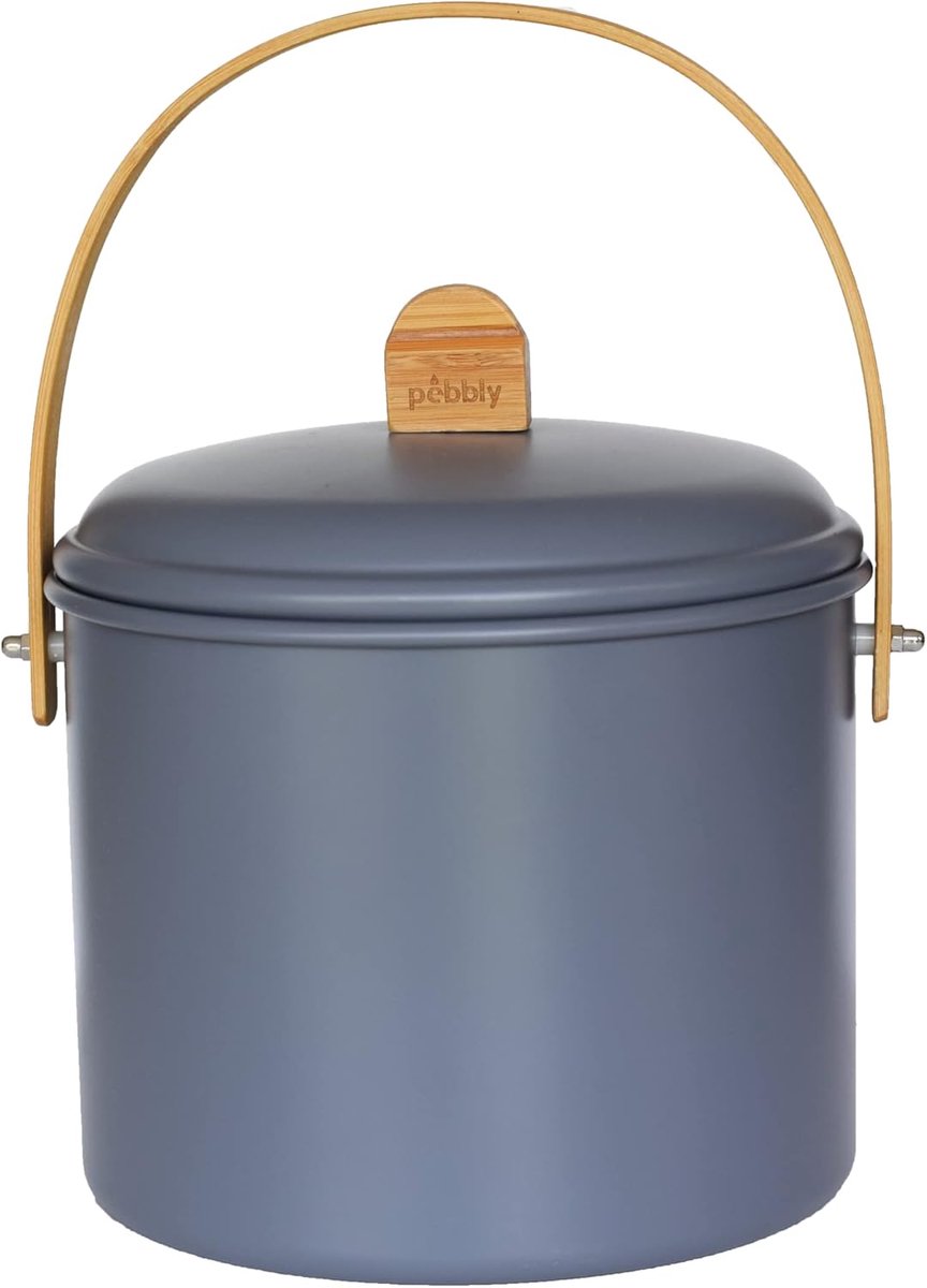 Compoststrooisel van Staal met Bamboe Handvat en Anti-Geurfilter - 7 Liter